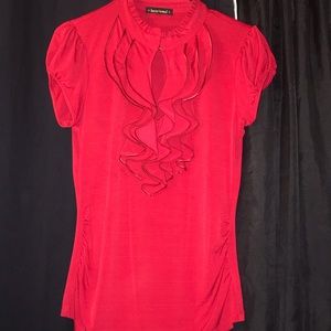 RED RUFFLED BLOUSE